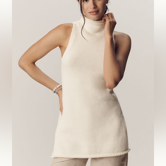 Pilcro Anthropologie Sleeveless Cream Sweater size M new! - Picture 2 of 9